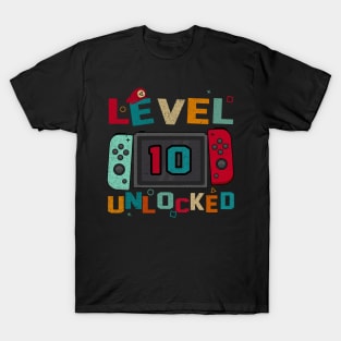 Level 10 Unlocked Gaming Birthday Boys 10th Birthday Gamer T-Shirt